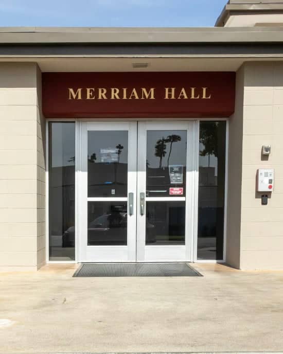 a glass doors on a building