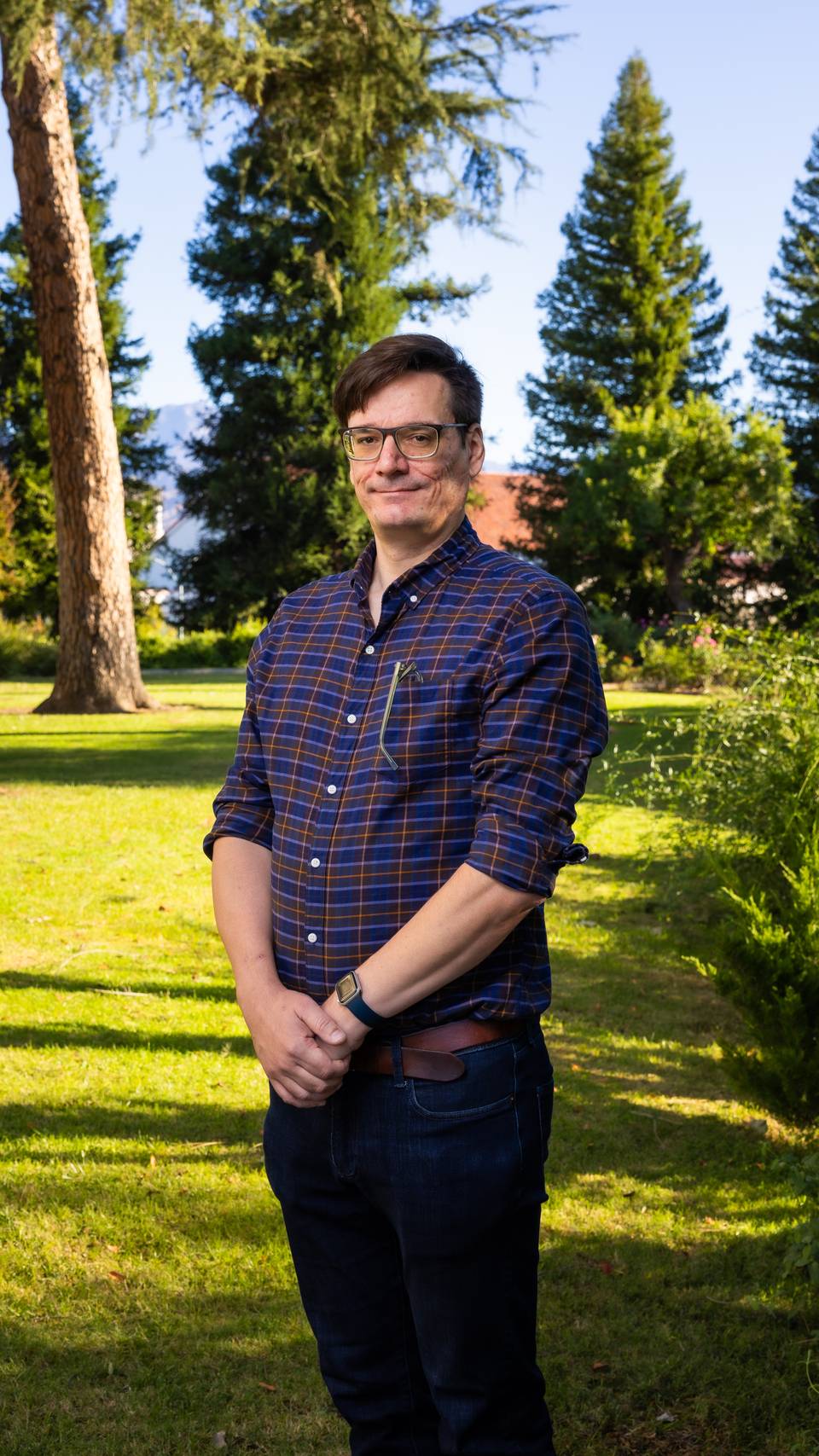 a person standing in a park