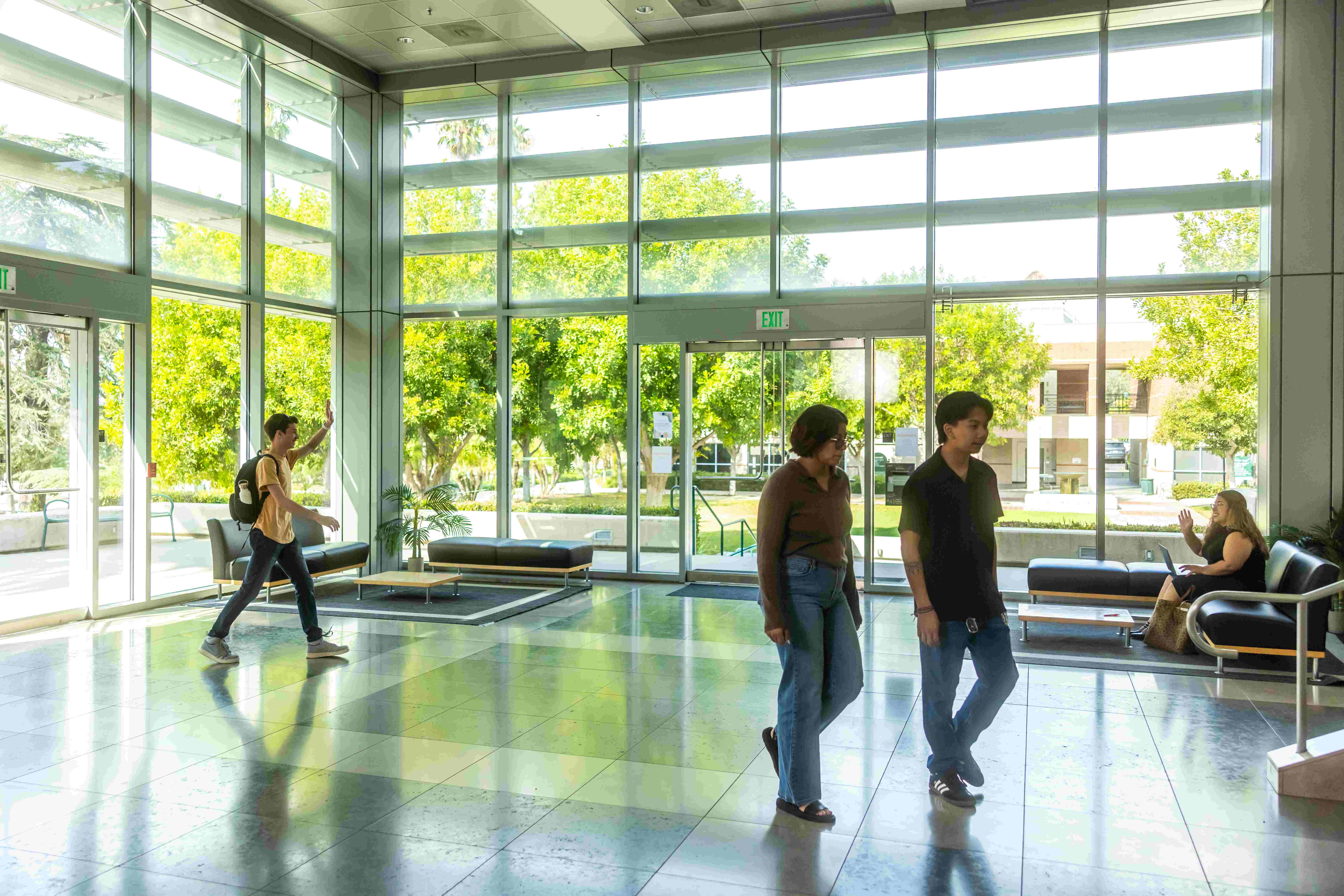 people walking in a building