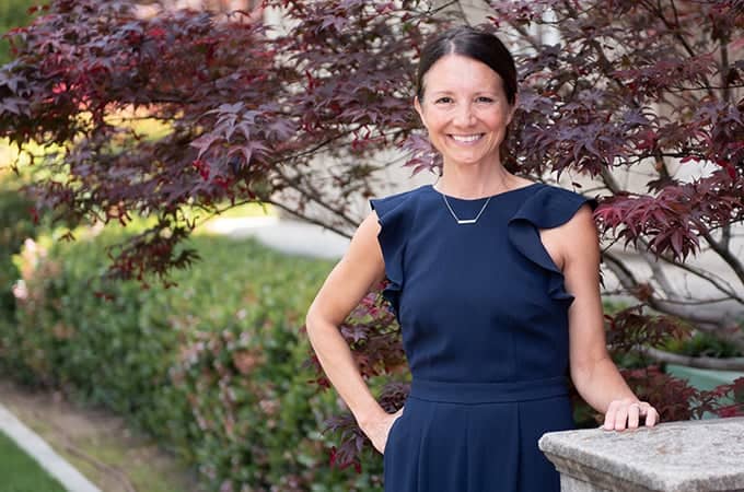 a person in a blue dress