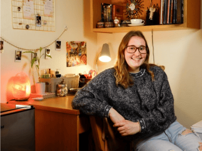 a person sitting on a desk