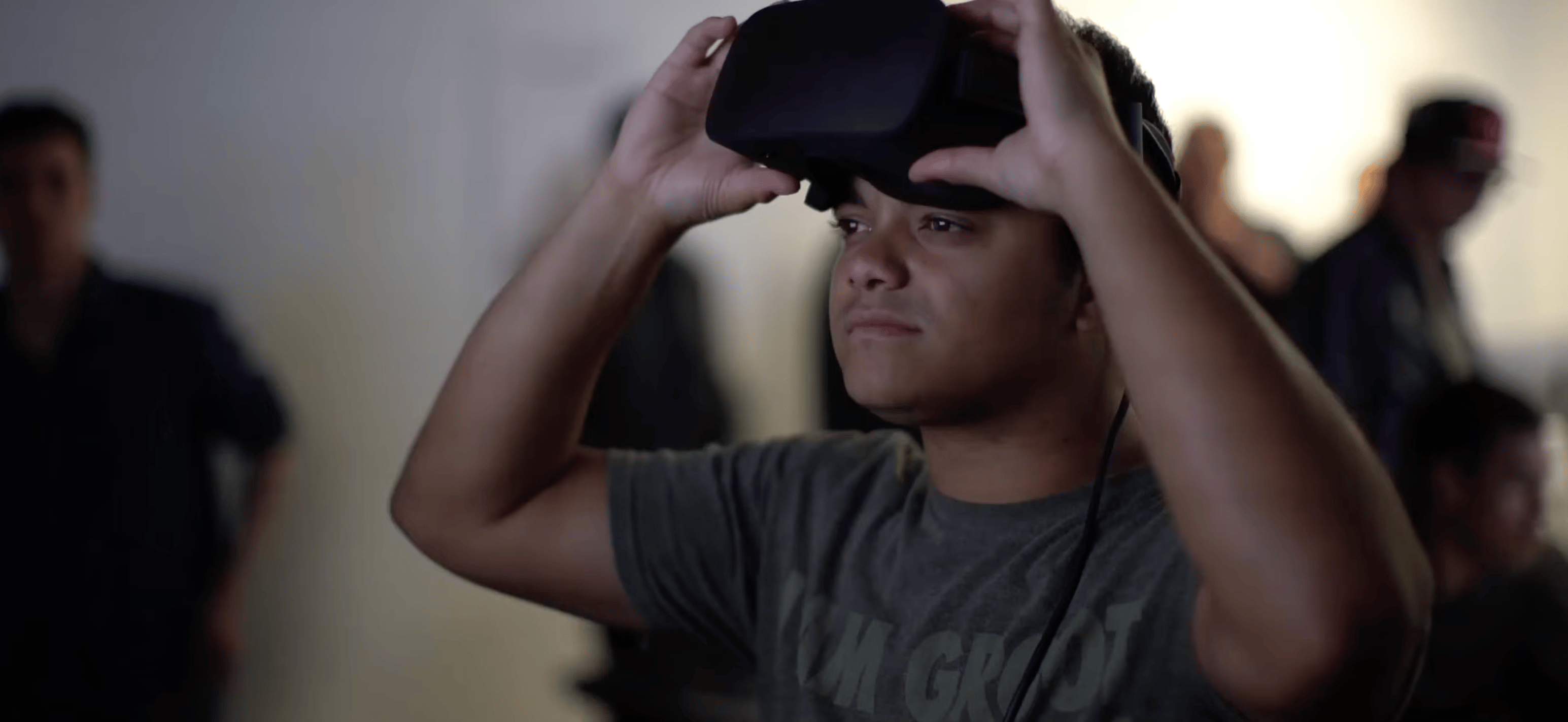a person wearing a virtual reality headset