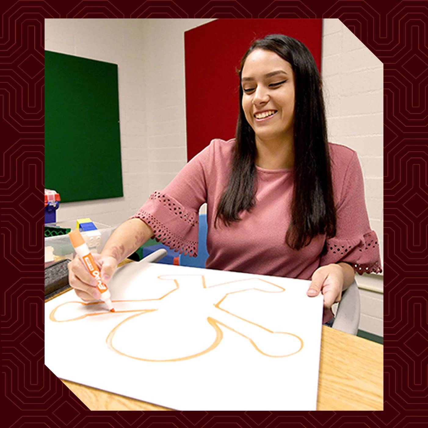 a person drawing a person