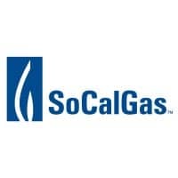a blue and white logo