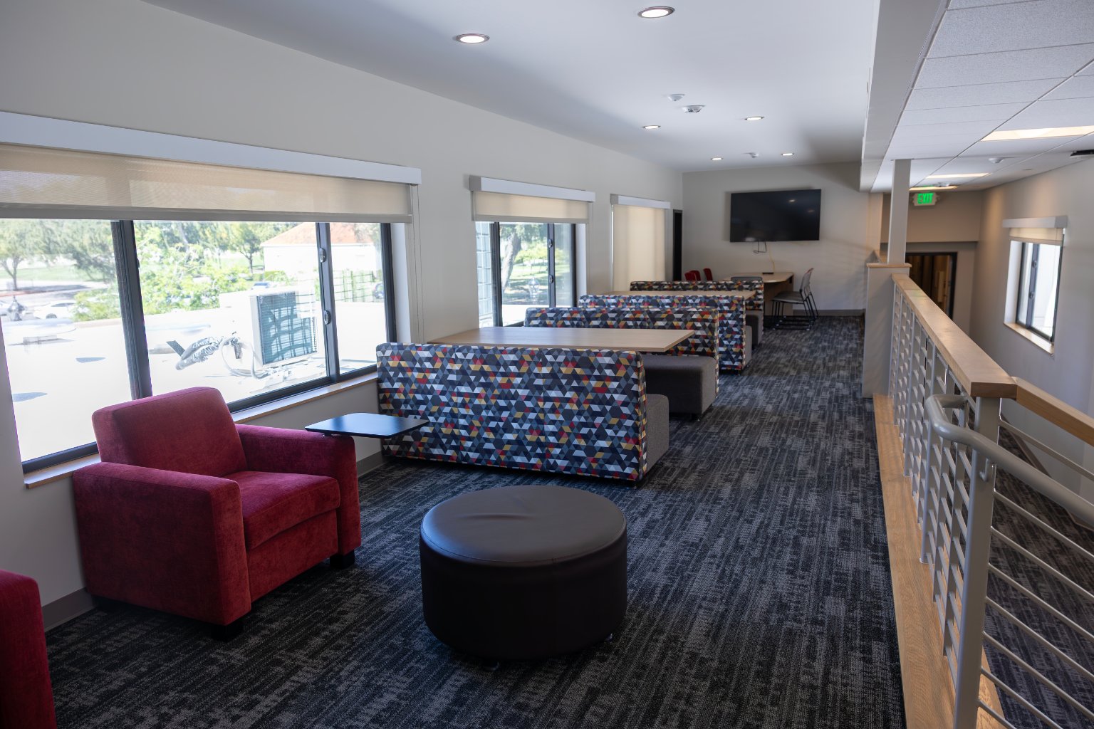 a room with tables and chairs