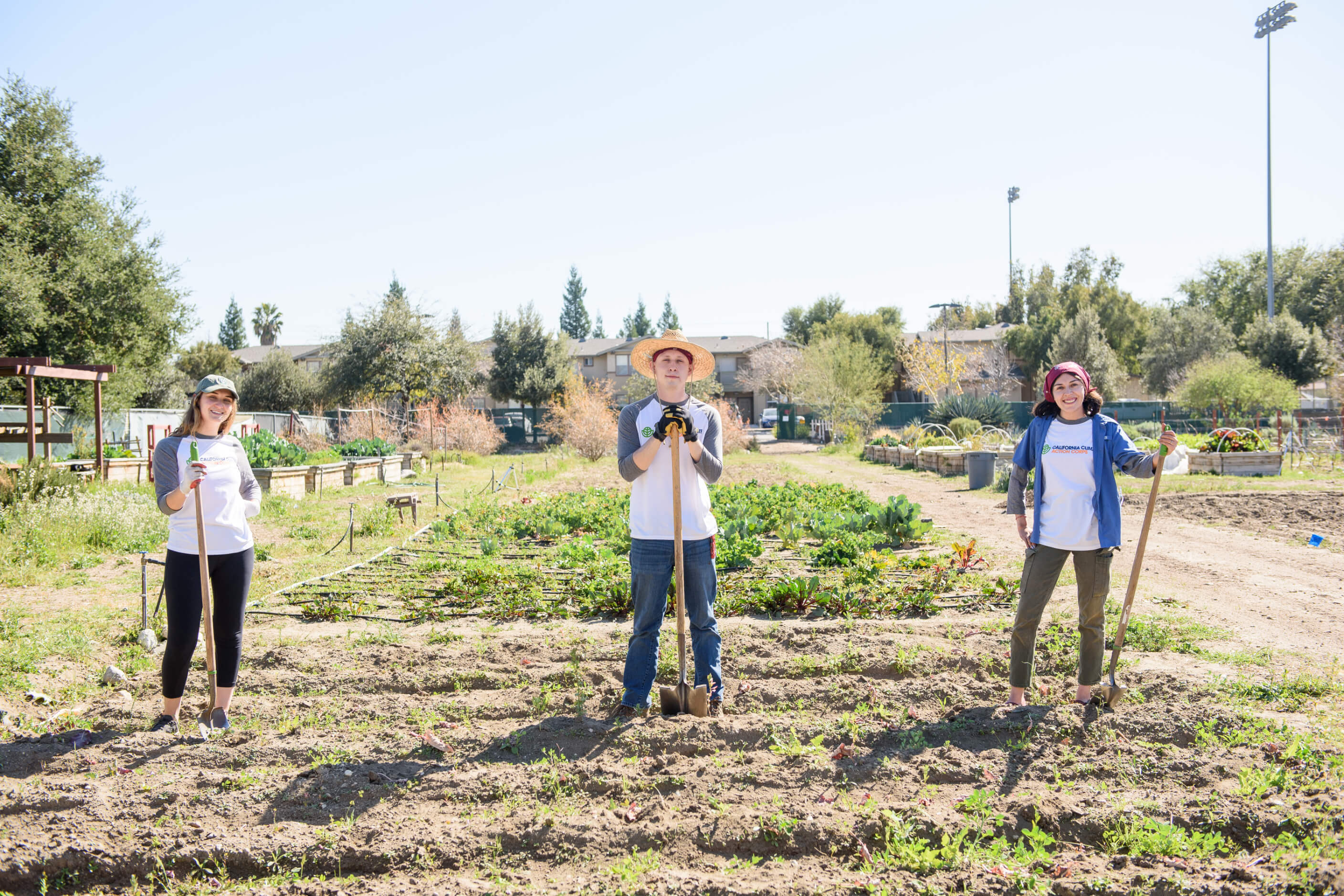 a group of people in a garden