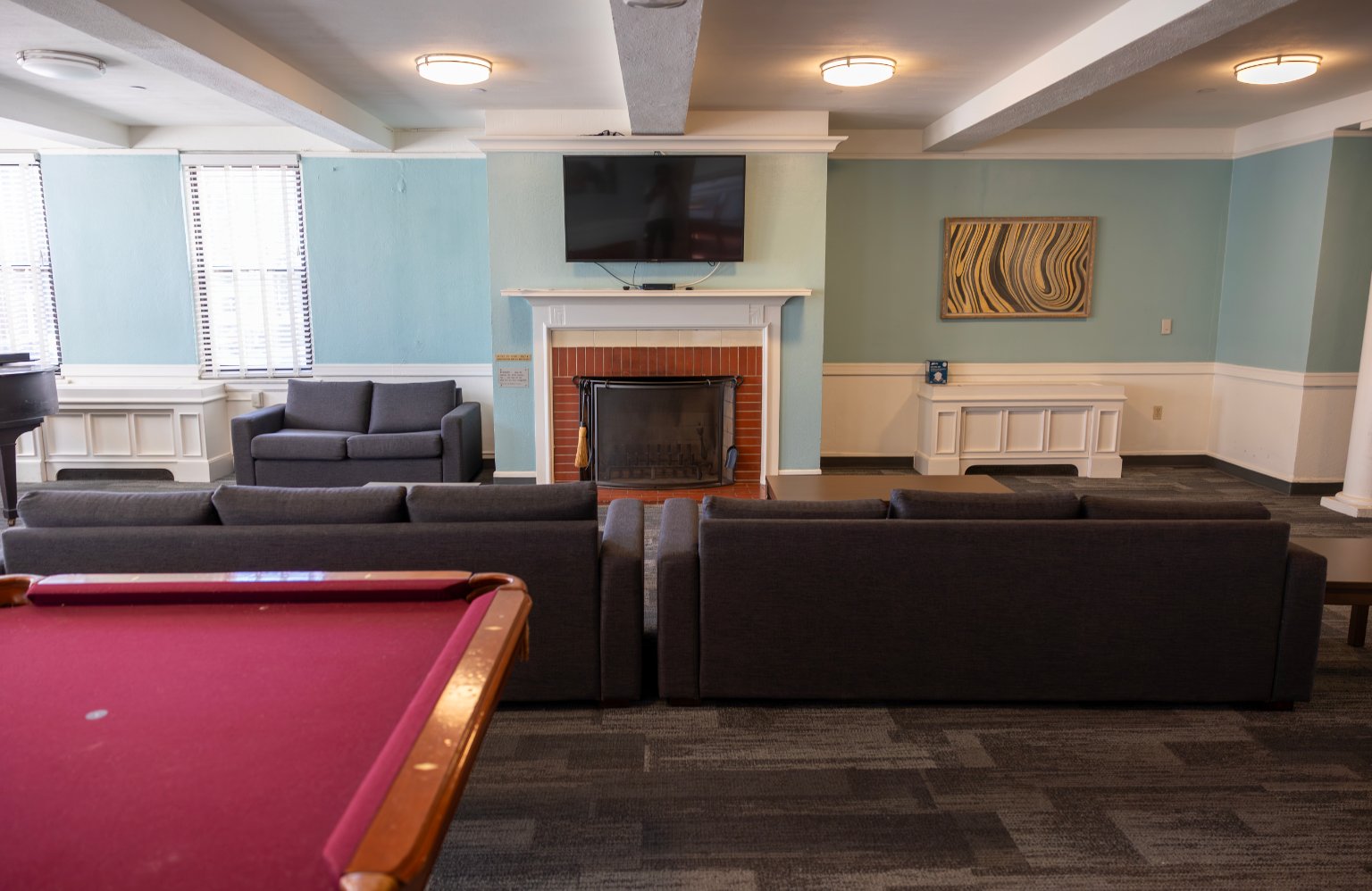 a pool table in a room