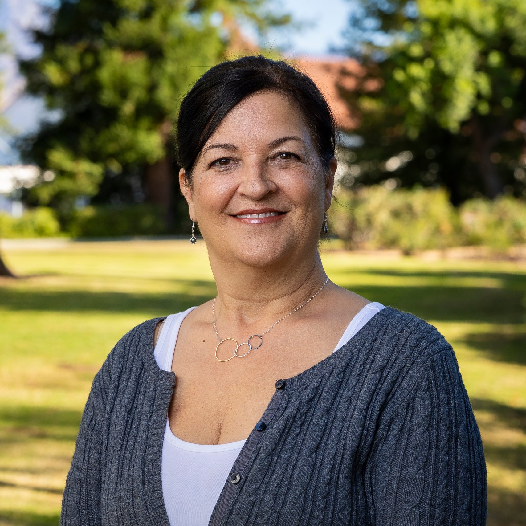 a woman smiling at camera
