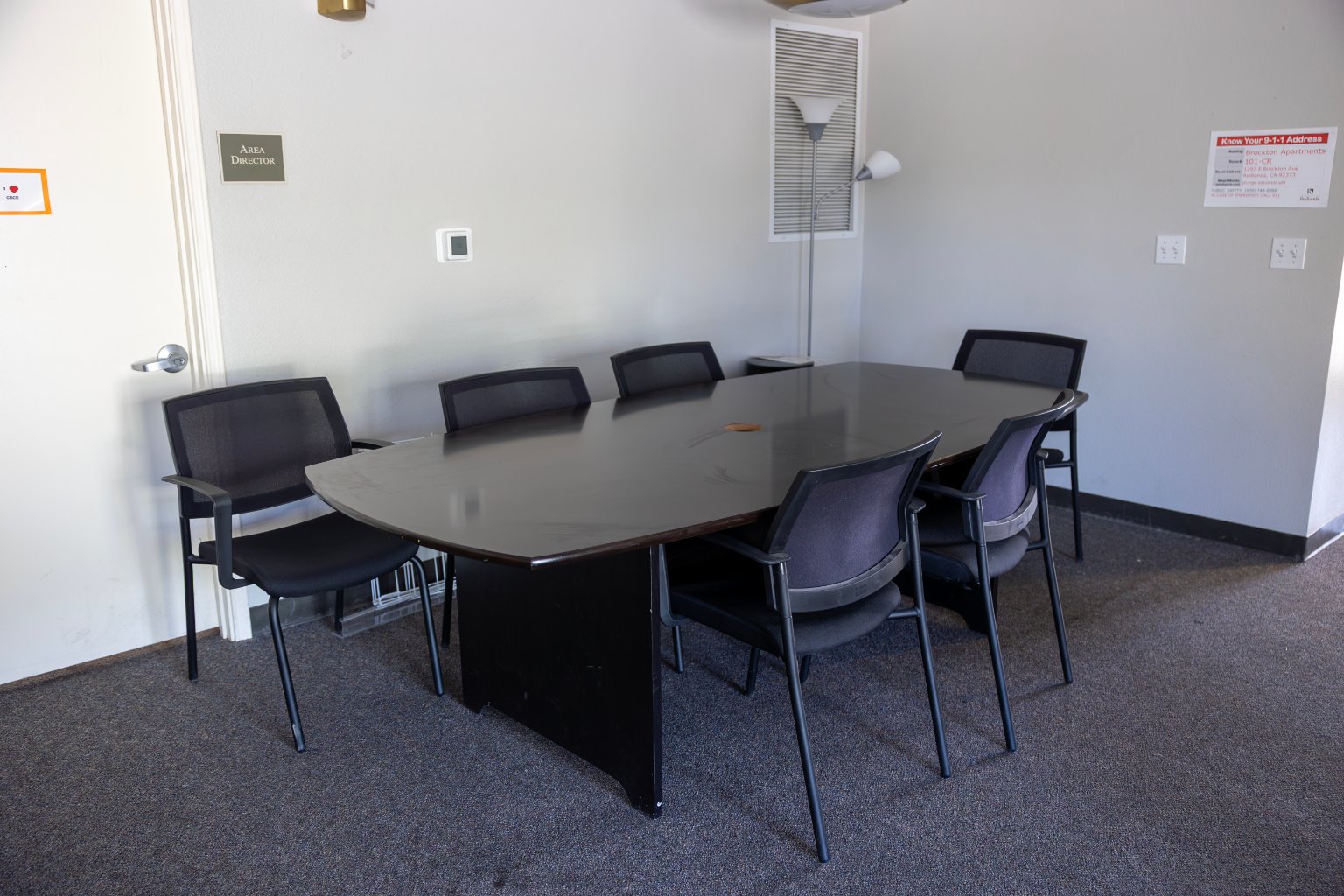 a table and chairs in a room