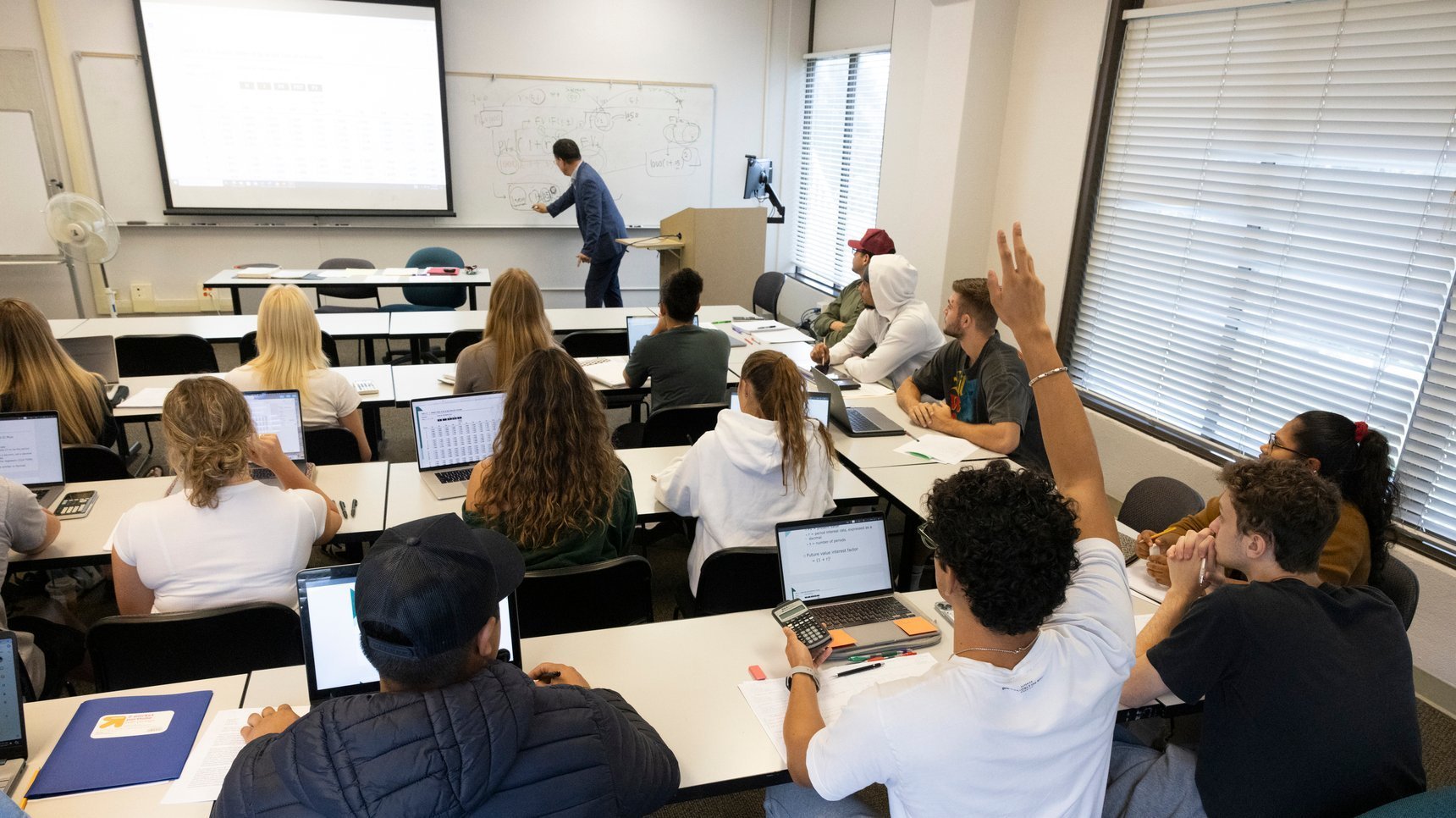 a group of people in a classroom