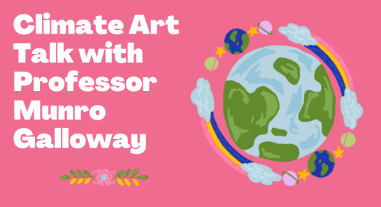 a pink background with text and a planet