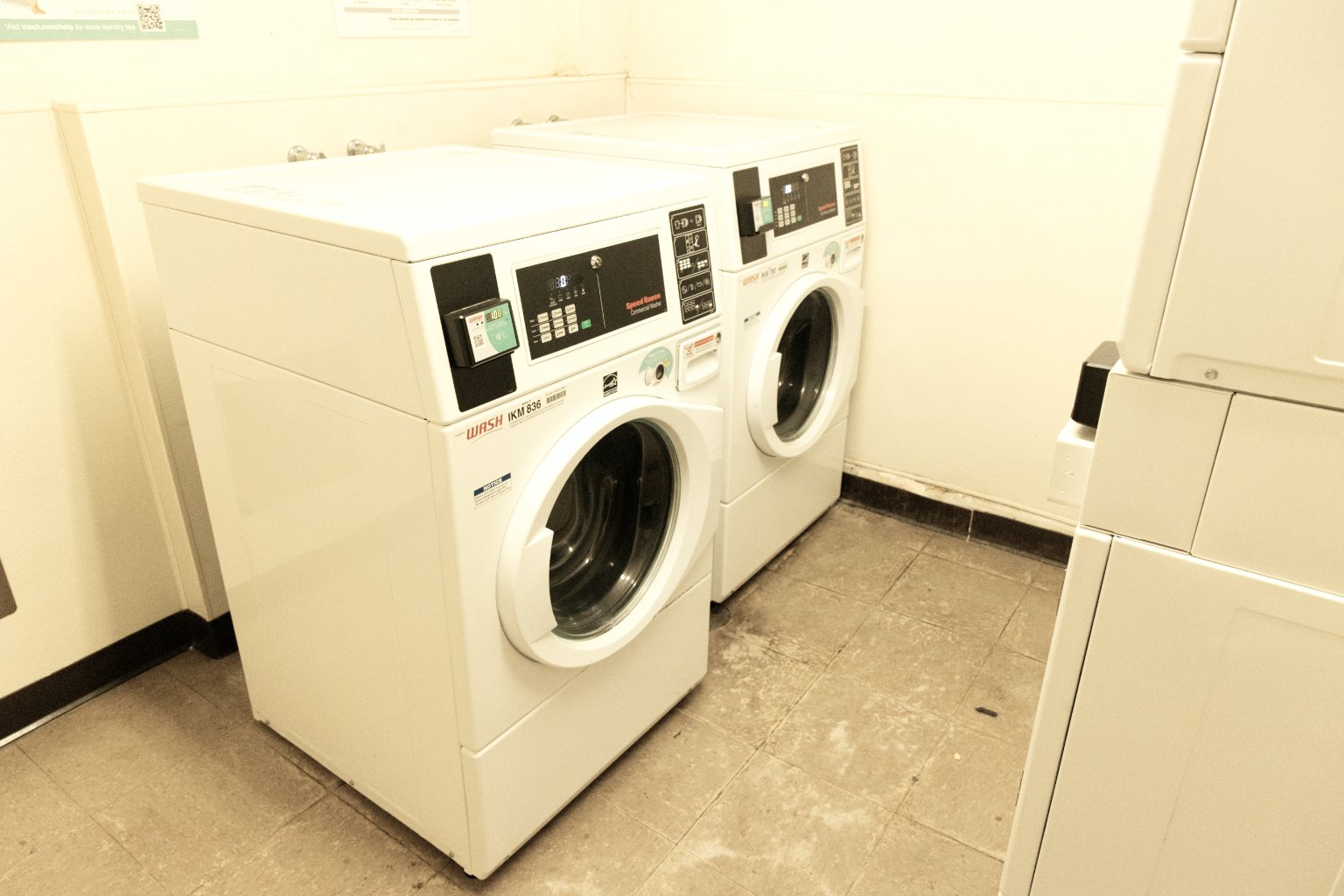 a washing machine in a room