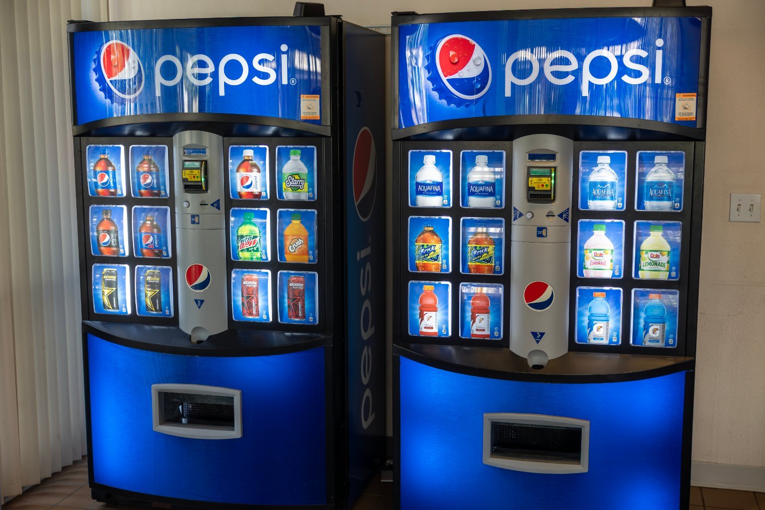 a group of vending machines