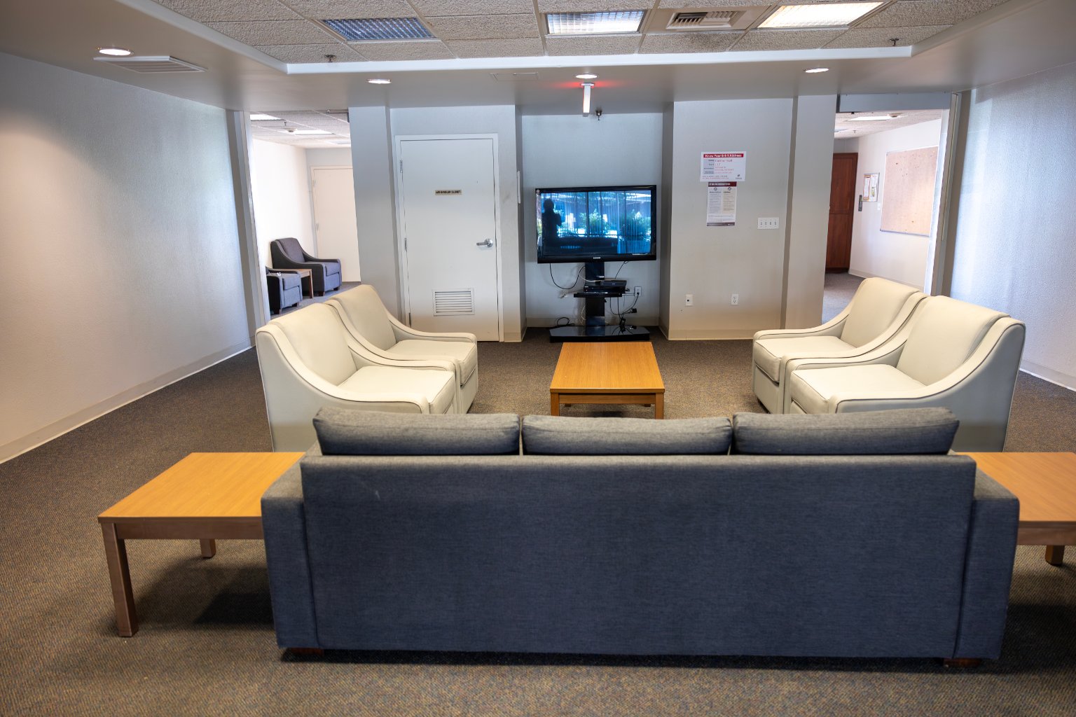 a room with couches and a tv