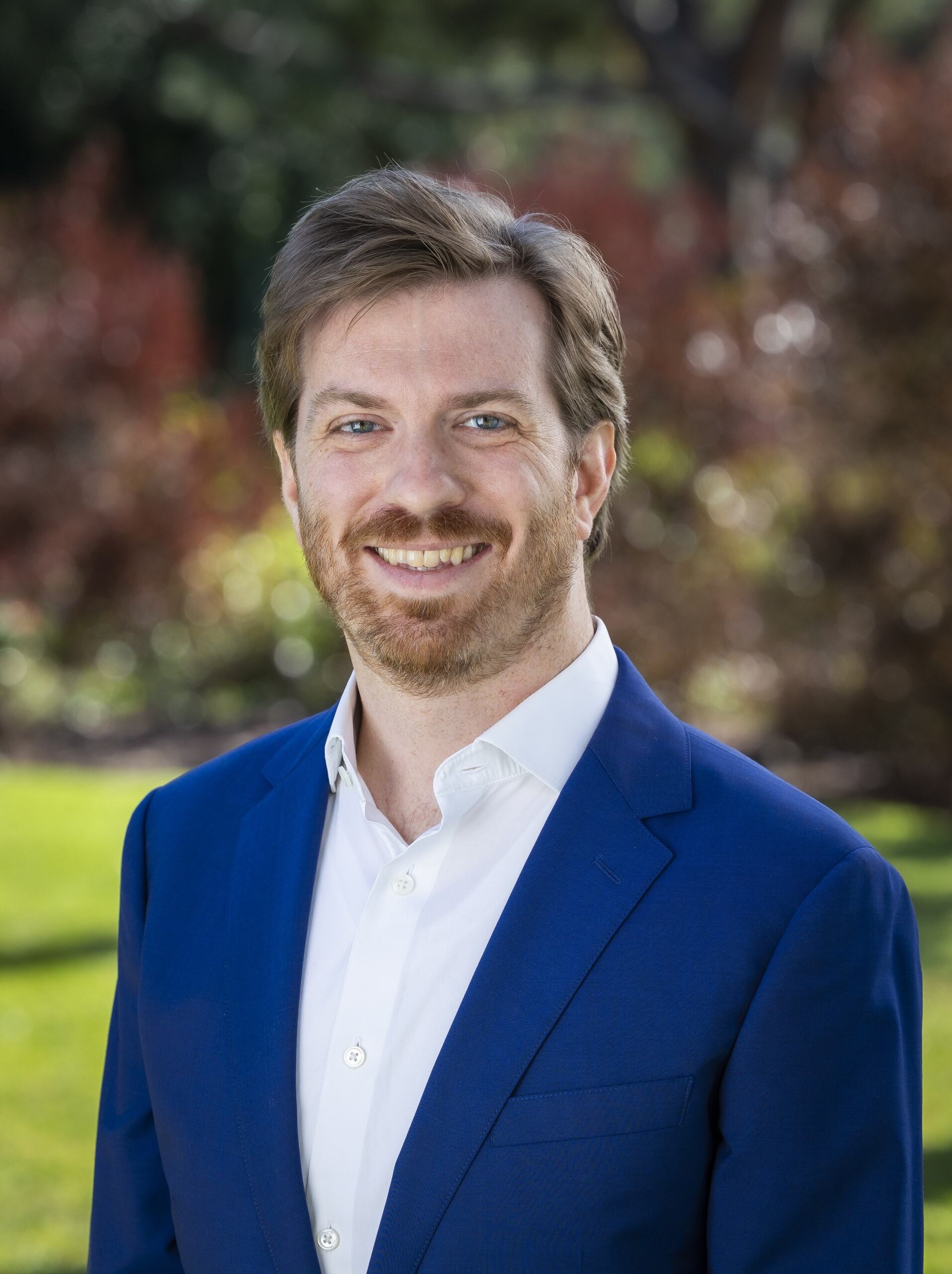 a man in a blue suit