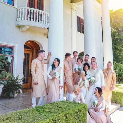 a group of people posing for a photo