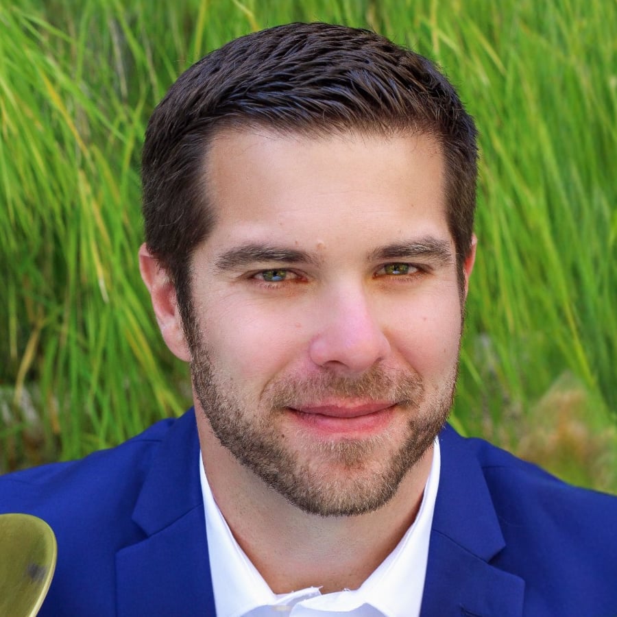 a man in a blue suit