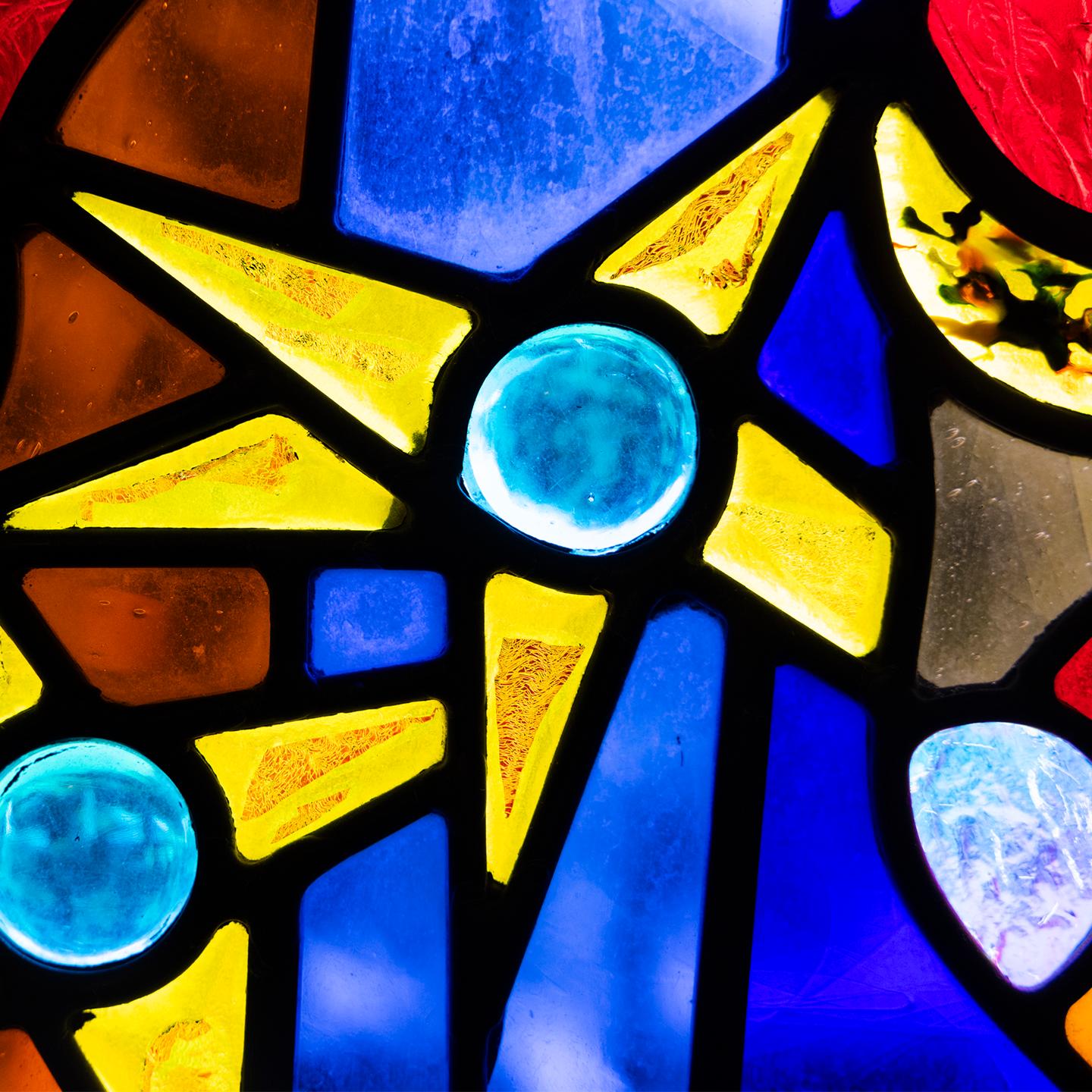 a close up of a stained glass window