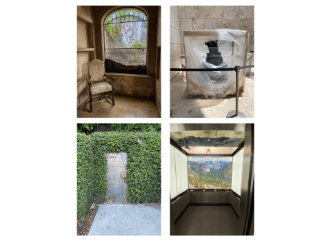 a collage of different images of a room