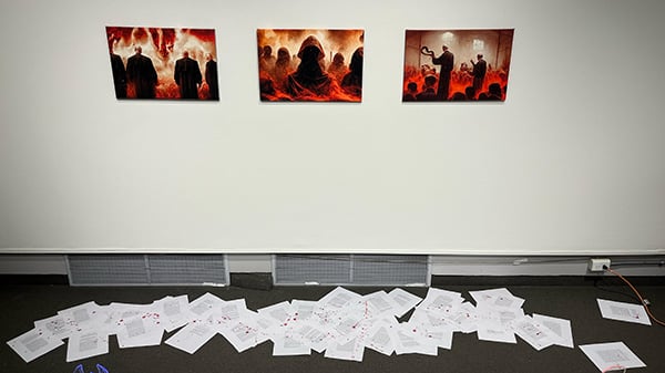 a group of pictures on a wall