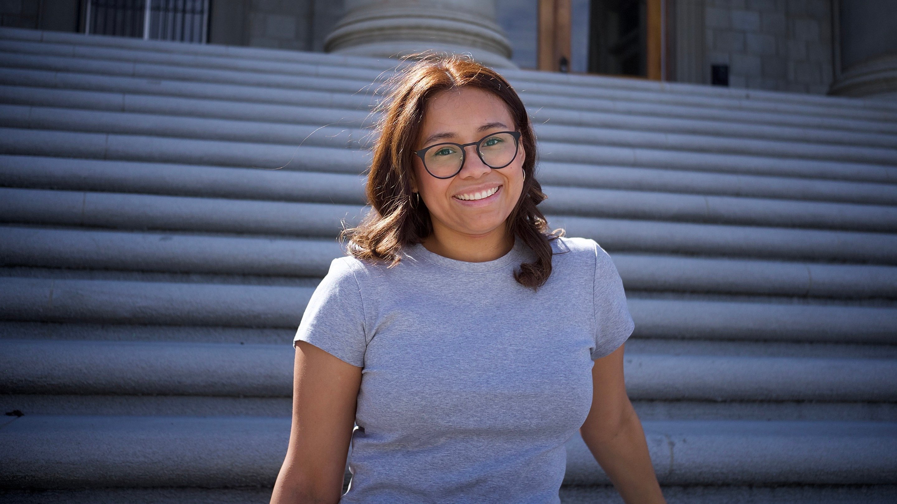 a woman smiling at camera