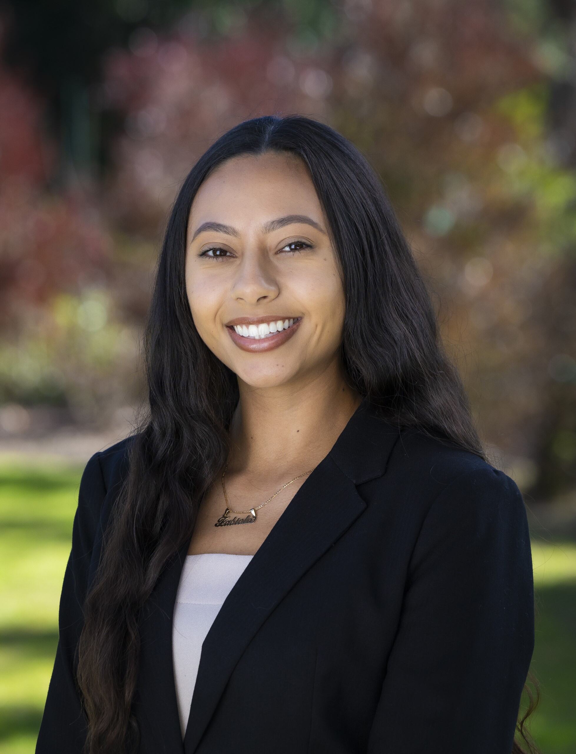a woman smiling at camera