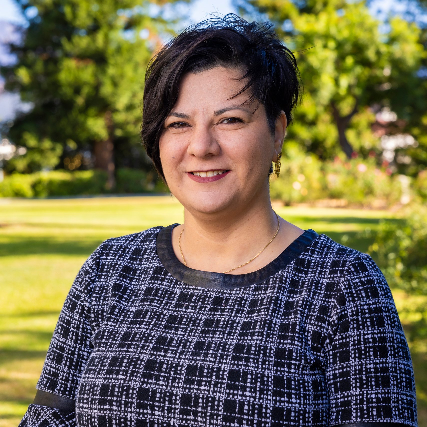 a woman smiling at camera