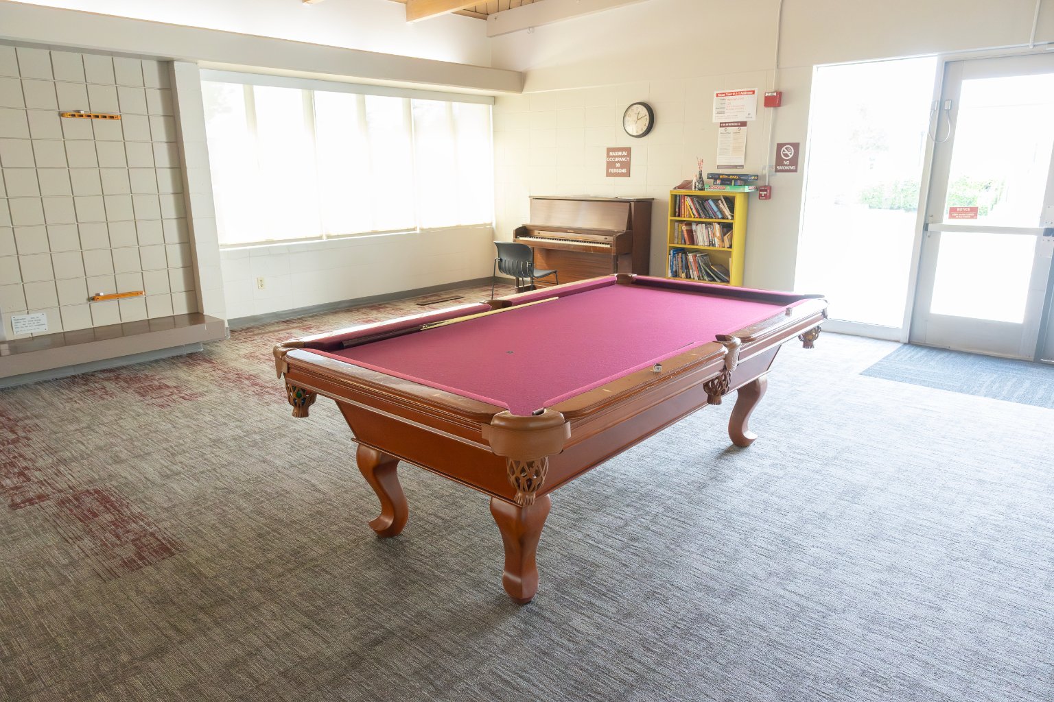 a pool table in a room