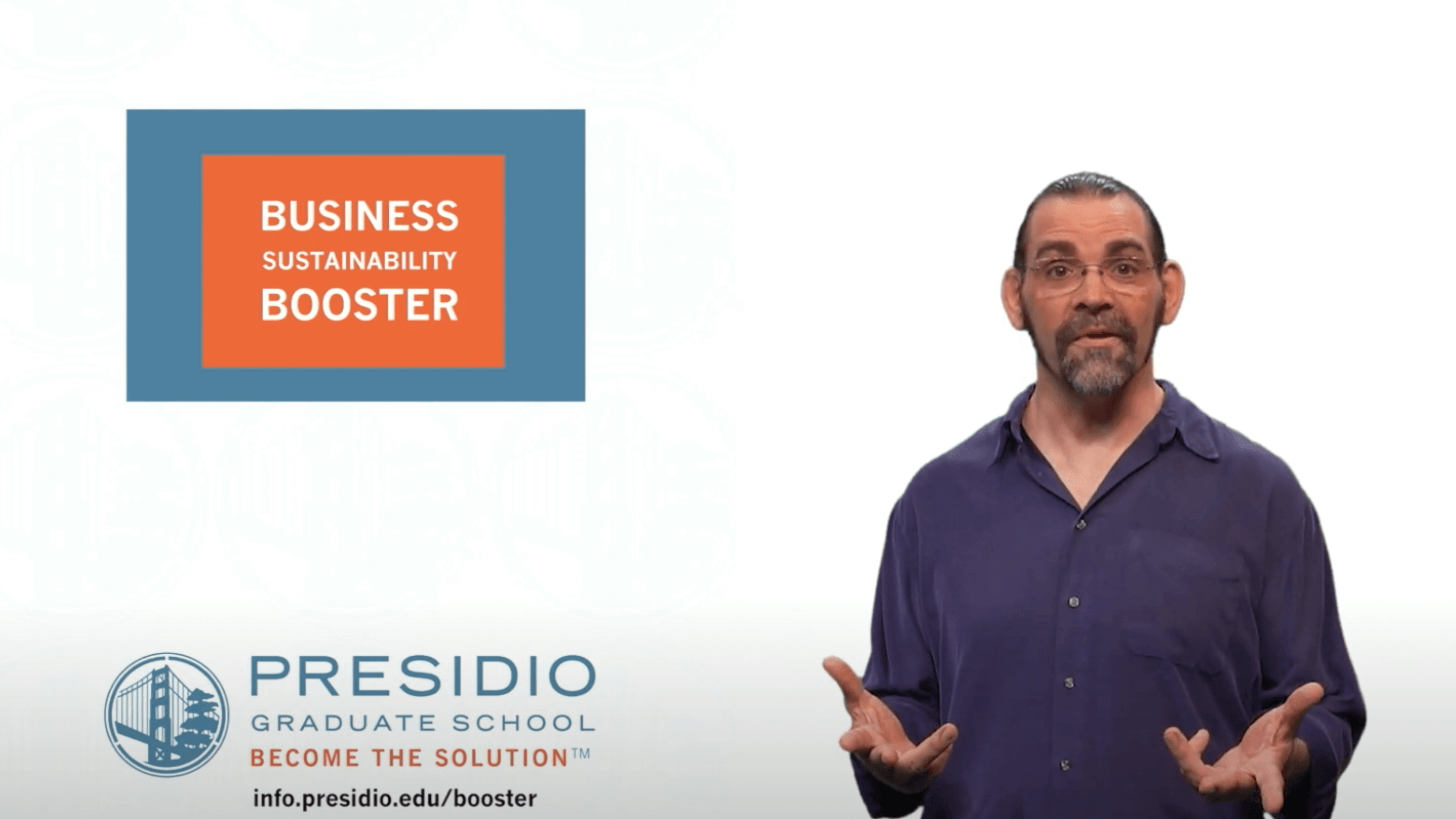 a man in a blue shirt