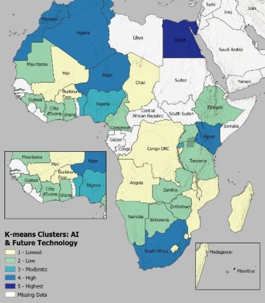 a map of africa with different colored states
