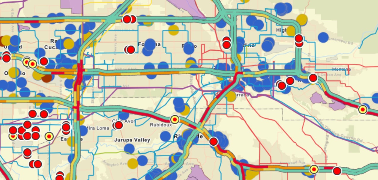 a map with many dots and lines