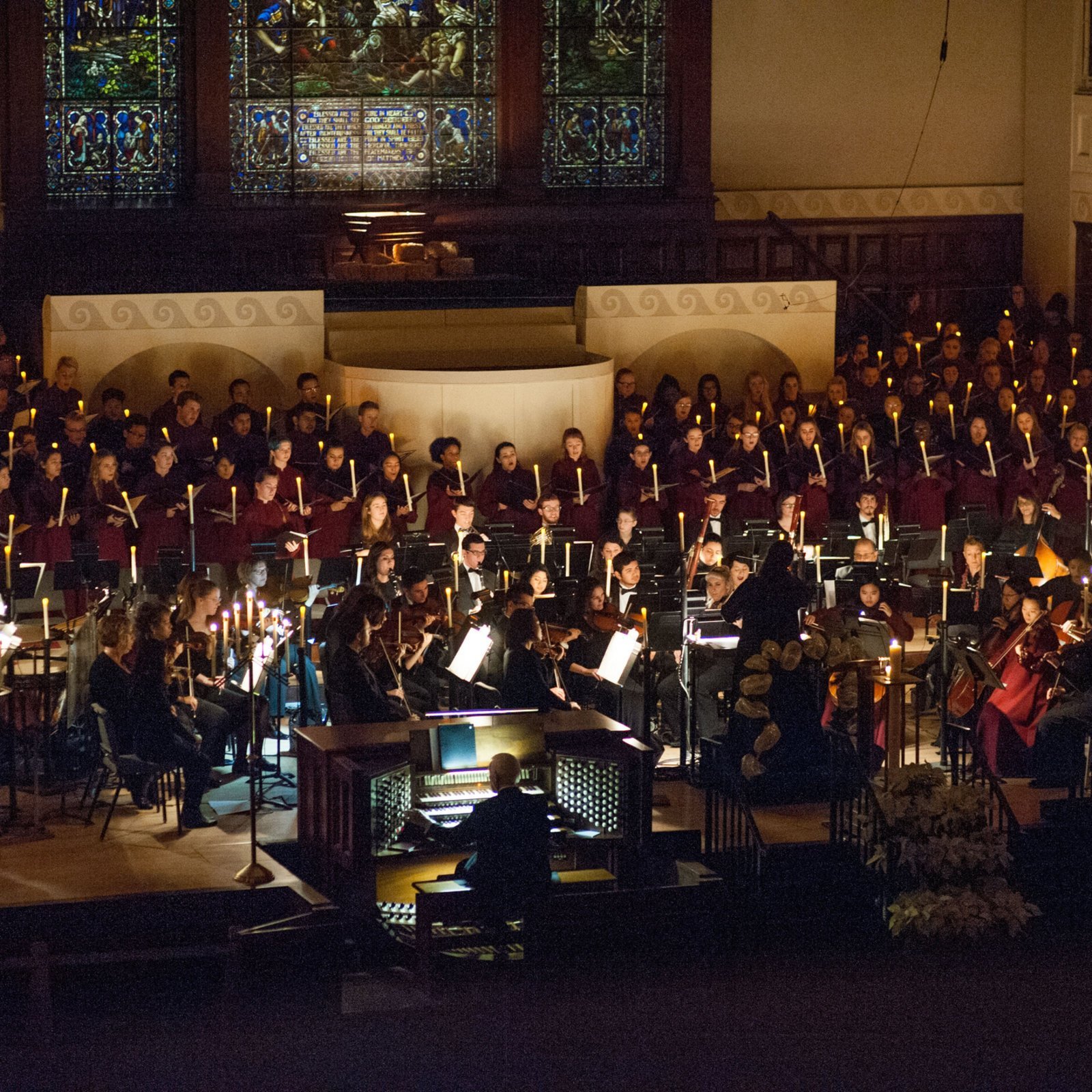 a group of people performing in a church