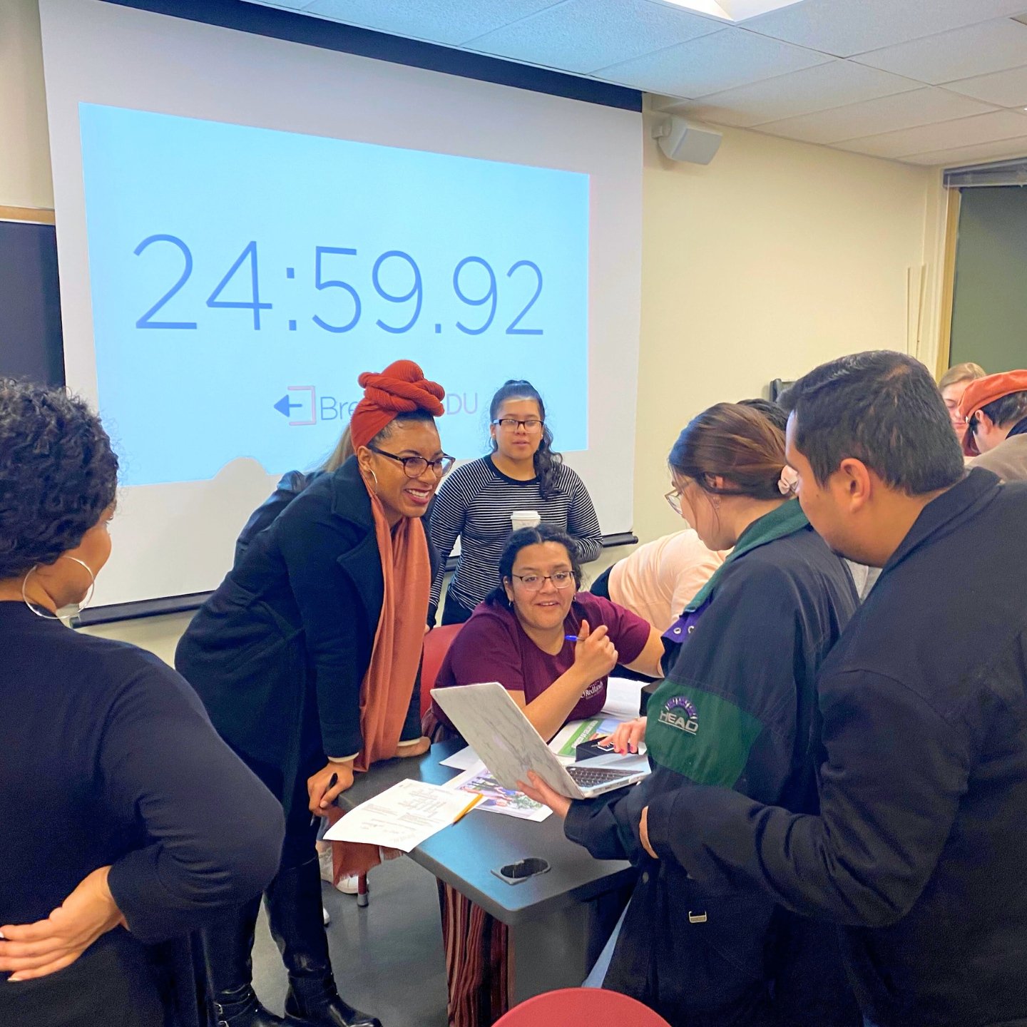 a group of people in a room