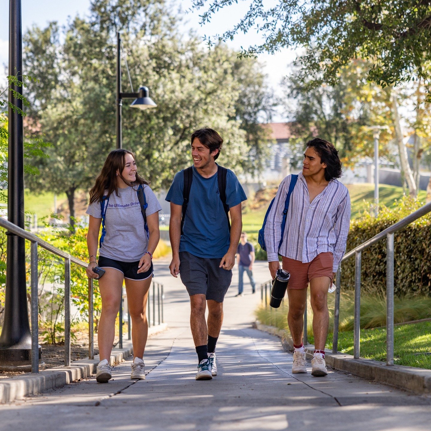Students walking on University of Redlands main campus.
