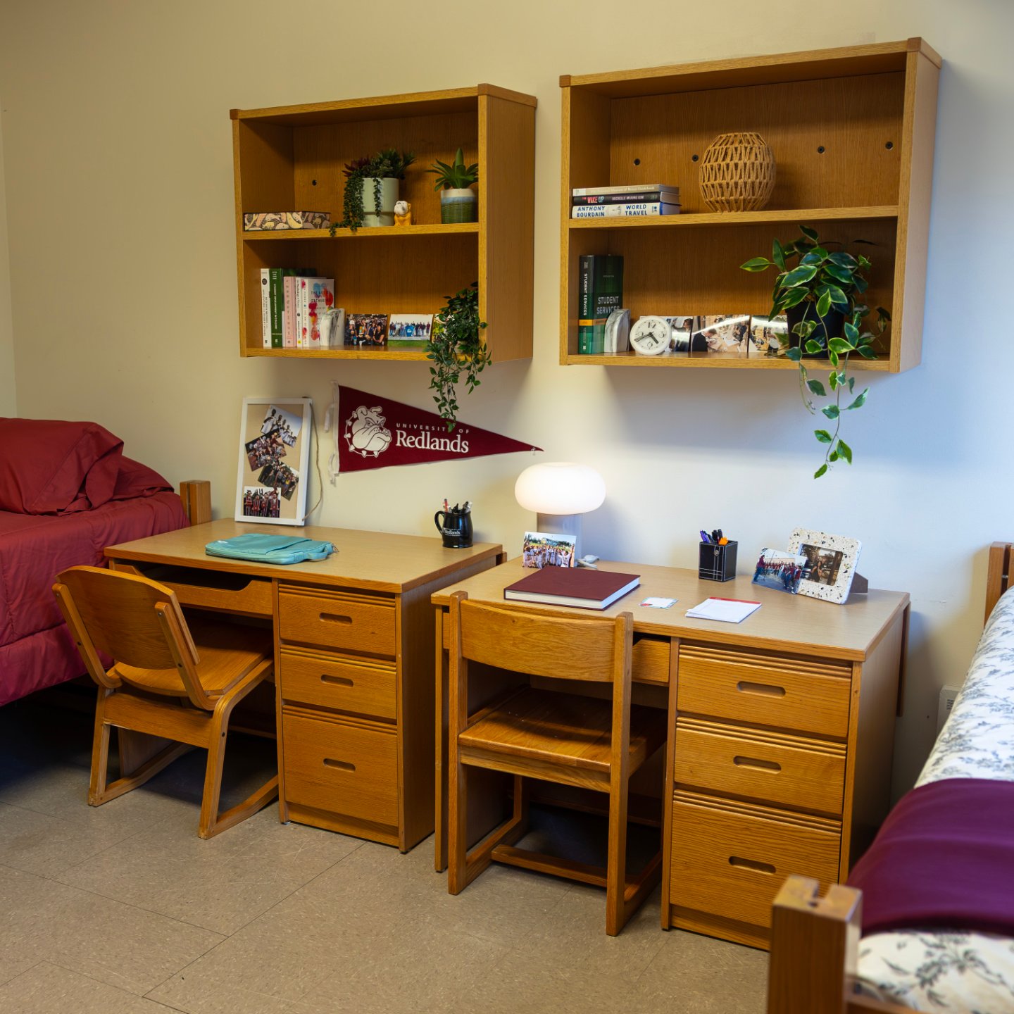 a desk and chair in a room