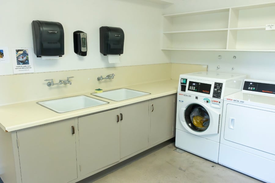 a washer and dryer in a laundry room
