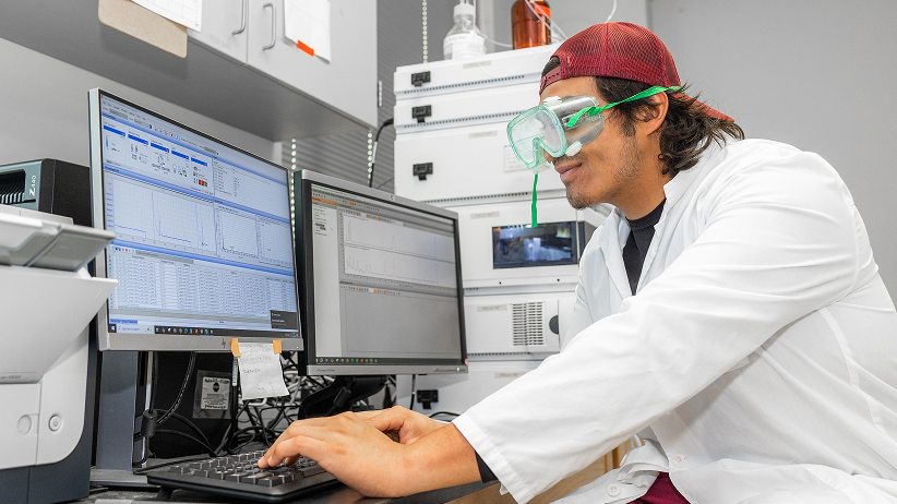 student in lab
