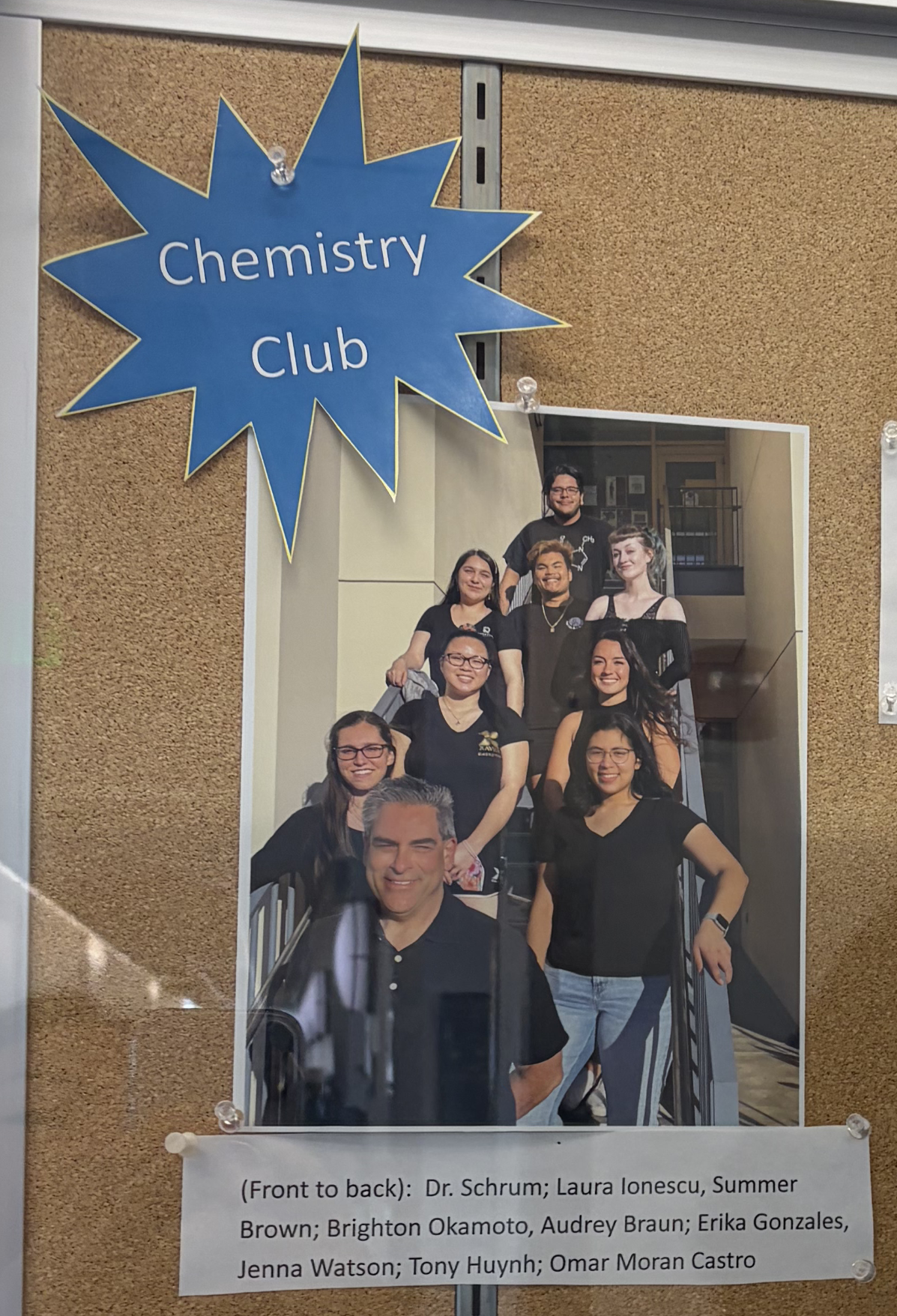 a group of people on a cork board