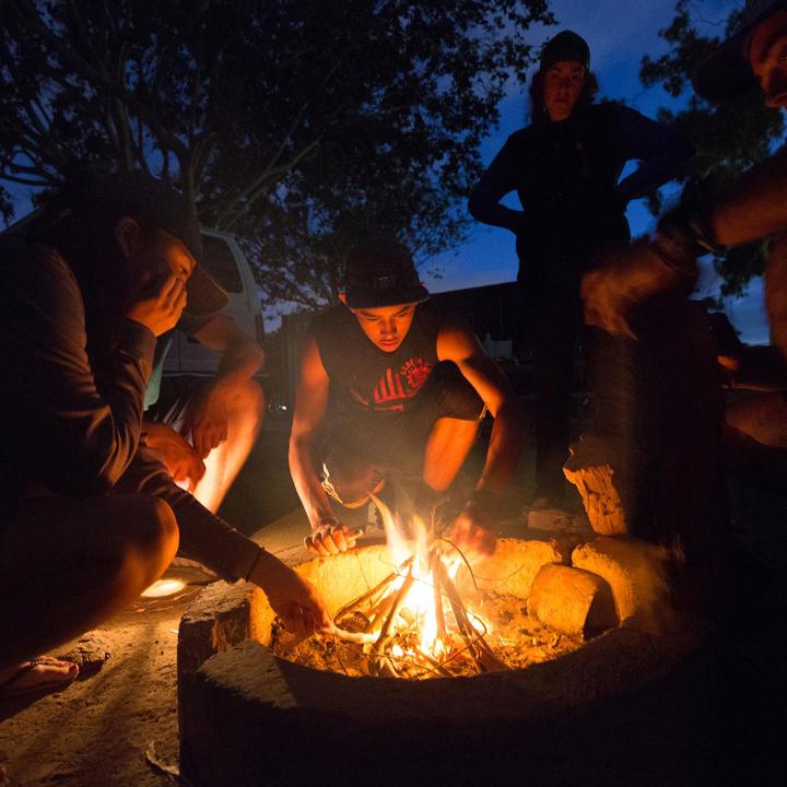 Mutiple media - Outdoor programs trip camp fire